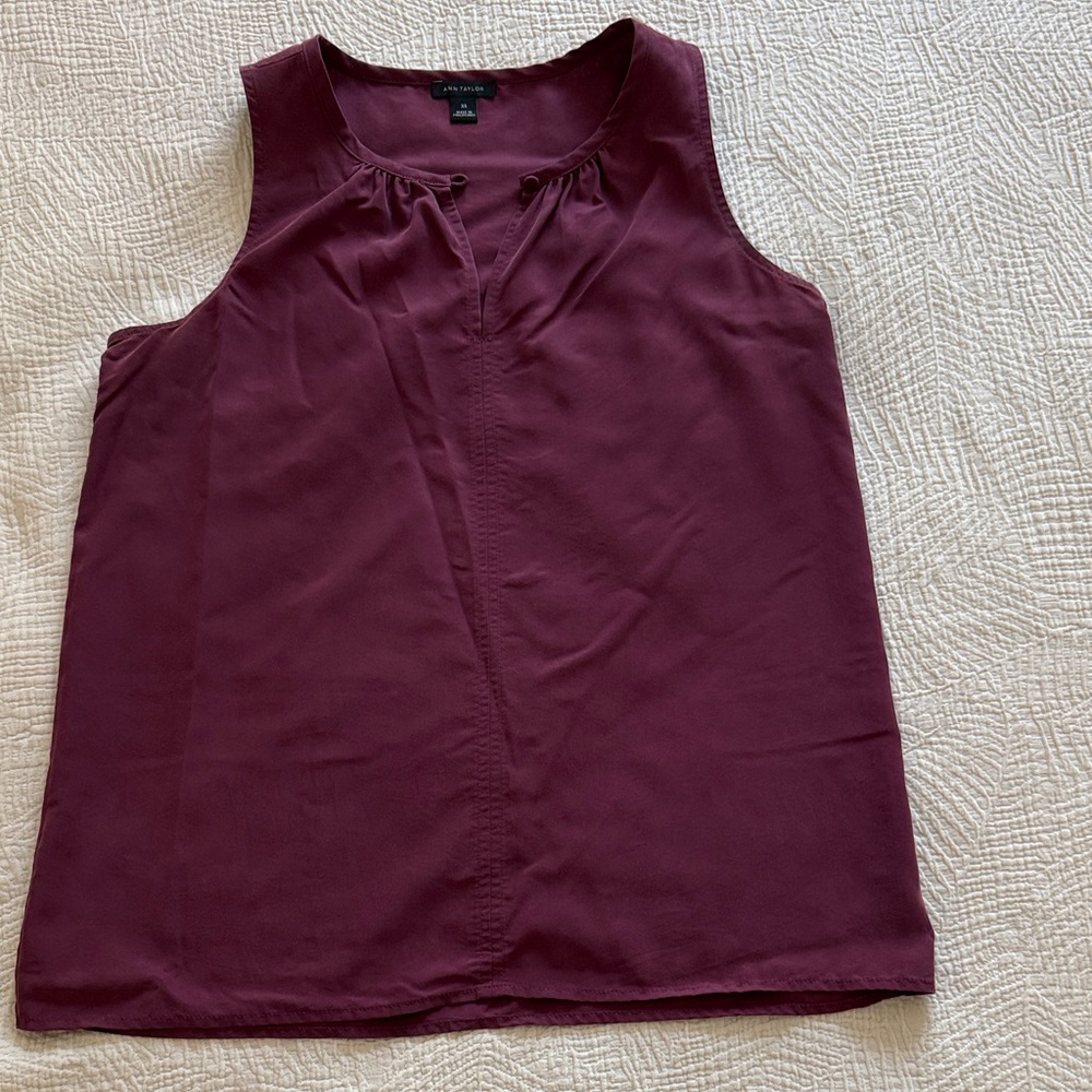 Ann Taylor Sleeveless Plum Blouse